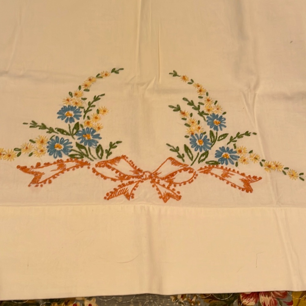 Vintage Embroidered Pillowcase